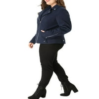 Női plusz méretű ferde cipzáras bezárási moto dzseki