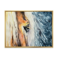 DesignArTART „Absztrakt közeli kép egy gyönyörű lovak szem II” parasztház keretes vászon fali művészet nyomtatás