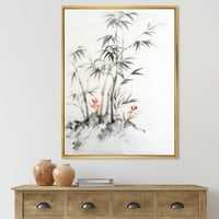 Designart 'Vintage fekete -fehér bambusz III' hagyományos keretes vászon fali művészet