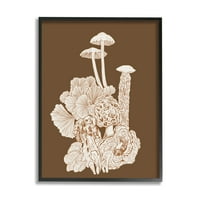 Stupell Industries gombák erdei növényi növények elrendezése bonyolult részletek grafikus művészet fekete keretes művészet nyomtatott