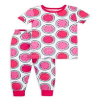 Lamaze Organic Baby kislányok és kisgyermekek lányok organikus pamut fitnik illesztés rövid ujjú pizsamák, 2 darabos PJ szett