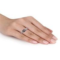 1- Carat T.W. Fekete -fehér gyémánt 10KT fehér arany eljegyzési gyűrű