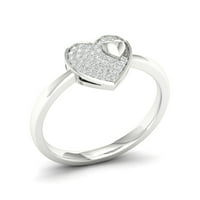 1 10ct tdw gyémánt 10K fehérarany szívcsoport gyűrű