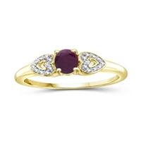JewelersClub Ruby Ring Birthstone ékszerek - 0. Karát rubin 14K aranyozott ezüst gyűrűs ékszerek fehér gyémánt akcentussal -