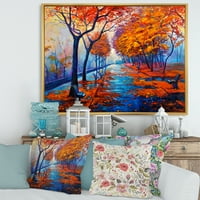 Narancssárga őszi táj Kis Road III keretes festmény vászon művészeti nyomtatás