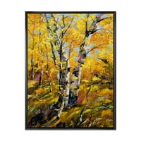 Birches sárga őszi fa erdő keretes festmény vászon művészeti nyomtatás