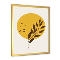 Designart 'Absztrakt hold és sárga nap trópusi levél II -vel' modern keretes művészeti nyomtatás