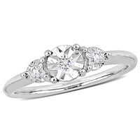 Carat T.W. Gyémánt sterling ezüst háromköves eljegyzési gyűrű