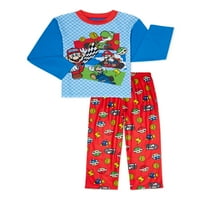 Mario Boys 4- szuper puha rövid ujjú teteje, hosszú nadrág, 2 darabos pizsama készlet