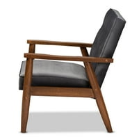 Baxton Studio Sorrento század közepén modern szürke bársony szövet kárpitozott dió kész fa társalgó szék