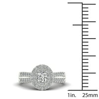 3 4ct TDW Diamond 14K Fehér Arany Dupla Halo eljegyzési gyűrű