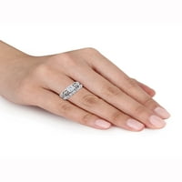 A Miabella női 1- CT létrehozott zafír és gyémánt 10KT fehér arany esküvői és eljegyzési gyűrűs készlet