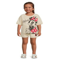 Minnie Mouse kisgyermek lányok póló és rövidnadrág, 2 darab, méretek 12m-5T
