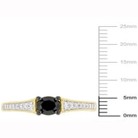 Carat T.W. Fekete -fehér gyémánt 14KT sárga arany eljegyzési gyűrű