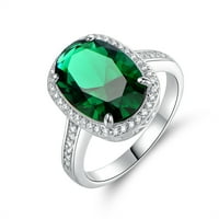 18K Fehér Aranyozás 4. Ct. Valódi smaragdzöld kvarc eljegyzési gyűrű