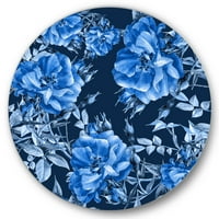 Designart 'Absztrakt kék vadvirágok' Modern kör fém fal Art-lemez 23