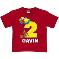 Személyre szabott kíváncsi George születésnapi léggömbök piros póló