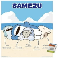 Trends International SameZu Shark - Csoportos fali poszter Push Pins 22.375 34 Premium poszter és push Pin Bundle