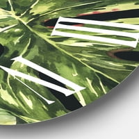 Designart 'Természetes levelek egzotikus a sötét II -en' trópusi falióra