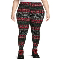 Terra & Sky Women's Plus méretű gyapjú nyaralási nyomtatási lábak, 2-Pack