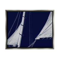 Stupell Marine Mast Sails vízijármű -hajó tájfotózás szürke úszó keretes művészeti nyomtatási fal művészet