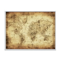 Designart 'ókori világtérkép iv' Vintage keretes vászon fali művészet nyomtatás