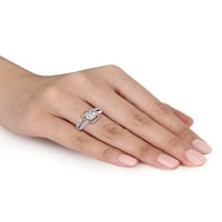 Carat T.W. Gyémánt 14KT 2-tone fehér és rózsa arany halo eljegyzési gyűrű