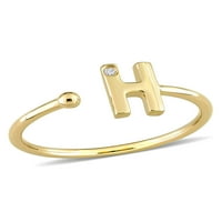 Gyémánt akcentus 10KT sárga arany kezdeti H nyitott gyűrű