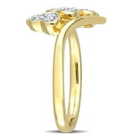 Miabella női karátos T.W. Gyémánt sárga ródiummal borított sterling ezüst hármas szívű ígéret gyűrű