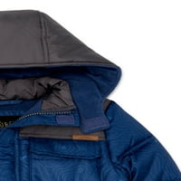 ixtreme kisgyermek fiú nyomtatott téli dzseki kabát ingyenes ajándék kalap, 2 darabos készlet