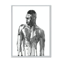 Designart 'A jóképű afrikai ember portréja a fehér i' Modern keretes vászon fali művészet nyomtatás