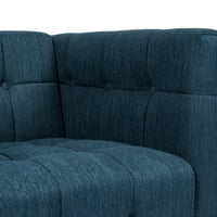Noble House Penman Fabric Tufted üléses kanapé, sötétkék és barna