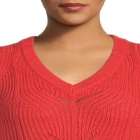 Terra & Sky Women's Plus méret V-nyakú pulóver