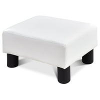 Gomba pu bőr oszmán lábtámasz kis széklet téglalap alakú, párnázott ülés fehér