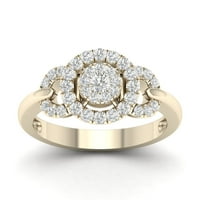 1 2Ct TDW Diamond 10K sárga arany klaszter eljegyzési gyűrű