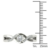 Carat T.W. Diamond Criss-Cross szár klaszter 10KT fehér arany eljegyzési gyűrű