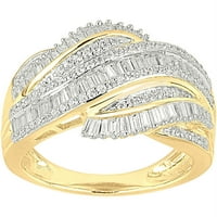 Carat T.W. Baguette és kerek gyémánt 10KT sárga arany divat sáv