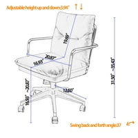 Kárpitozott szék hengerekkel a hálószobához, Aukfa irodai szék ergonómikus fegyverekkel, kényelmes 360 fokos forgó számítógépes