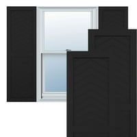 Ekena Millwork 18 W 44 H True Fit PVC Két panel Chevron modern stílusú rögzített redőnyök, fekete