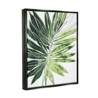 Stupell Industries Zöld Pop Palm Levels Expressive Linework Jet Black Farkas Lebegő vászon fali művészet, 16x20
