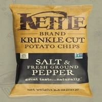 Kettle márka só és friss őrölt bors krinkle vágott burgonya chips, 8. oz