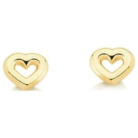 18K Sárga arany töltött darab vastag szívhullámú fülbevalók, visszalépéssel, nők, lányok