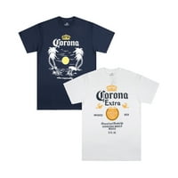 Corona férfi és nagy férfi grafikus pólók, 2 -csomag, S - 3XL méretű méretek