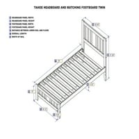 Tahoe 14 Twin Wood Platform -ágy reszelt fejlécekkel és lábtáblával, dió