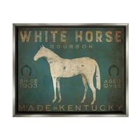 Stupell Industries White Horse Bourbon Vintage Sign Graphic Art Luster szürke úszó keretes vászon nyomtatott fali művészet, Ryan