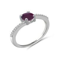 0. Carat T.G.W. Ruby drágakő és fehér gyémánt akcentus ezüst gyűrű