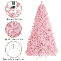 Smilemart rózsaszín csuklós lucfenyő mesterséges karácsonyfával, összecsukható állvány 7,5 '