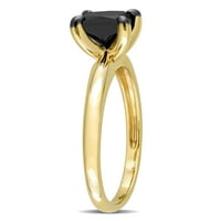 Miabella női karátos T.W. Hercegnő-vágott fekete gyémánt 10KT sárga arany pasziánsz eljegyzési gyűrű