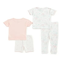 Cutie Pie Baby & Toddler Girls Rövid ujjú, szoros fitt pamut pizsamák, 4 darabos készlet