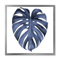Designart 'Kék akvarell trópusi levelek III' Hagyományos keretes művészet